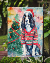 Load image into Gallery viewer, English Springer Spaniel Christmas Garden Flag – Cozy Dog Holiday Decor with Tree &amp; Presents