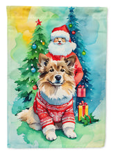 Load image into Gallery viewer, Finnish Lapphund Christmas Garden Flag – Cozy Dog Holiday Decor with Tree &amp; Presents