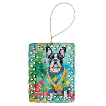 Load image into Gallery viewer, French Bulldog Christmas Porcelain Ornament
