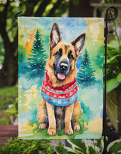 Load image into Gallery viewer, German Shepherd Christmas Garden Flag – Cozy Dog Holiday Decor with Tree &amp; Presents