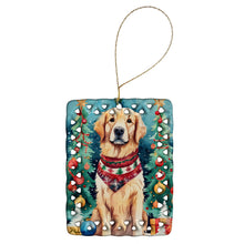 Load image into Gallery viewer, Golden Retriever Christmas Porcelain Ornament