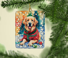 Load image into Gallery viewer, Golden Retriever Christmas Porcelain Ornament