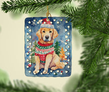 Load image into Gallery viewer, Golden Retriever Christmas Porcelain Ornament