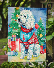 Load image into Gallery viewer, Komondor Christmas Garden Flag – Cozy Dog Holiday Decor with Tree &amp; Presents