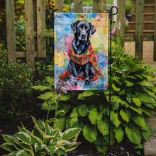 Load image into Gallery viewer, Black Labrador Retriever Christmas Garden Flag – Cozy Dog Holiday Decor with Tree &amp; Presents