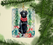 Load image into Gallery viewer, Black Labrador Retriever Christmas Porcelain Ornament