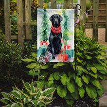Load image into Gallery viewer, Black Labrador Retriever Christmas Garden Flag – Cozy Dog Holiday Decor with Tree &amp; Presents