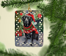 Load image into Gallery viewer, Black Labrador Retriever Christmas Porcelain Ornament