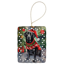 Load image into Gallery viewer, Black Labrador Retriever Christmas Porcelain Ornament