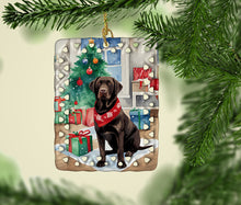 Load image into Gallery viewer, Chocolate Labrador Retriever Christmas Porcelain Ornament