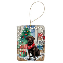 Load image into Gallery viewer, Chocolate Labrador Retriever Christmas Porcelain Ornament
