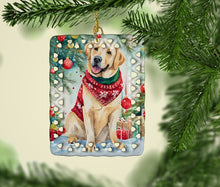 Load image into Gallery viewer, Yellow Labrador Retriever Christmas Porcelain Ornament