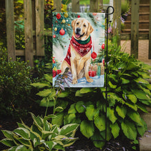 Load image into Gallery viewer, Yellow Labrador Retriever Christmas Garden Flag – Cozy Dog Holiday Decor with Tree &amp; Presents