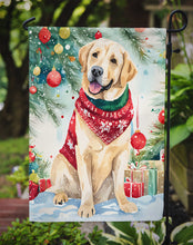 Load image into Gallery viewer, Yellow Labrador Retriever Christmas Garden Flag – Cozy Dog Holiday Decor with Tree &amp; Presents