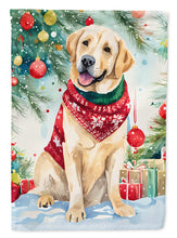 Load image into Gallery viewer, Yellow Labrador Retriever Christmas Garden Flag – Cozy Dog Holiday Decor with Tree &amp; Presents