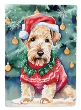 Load image into Gallery viewer, Lakeland Terrier Christmas Garden Flag – Cozy Dog Holiday Decor with Tree &amp; Presents