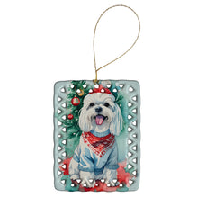 Load image into Gallery viewer, Maltese Christmas Porcelain Ornament