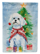 Load image into Gallery viewer, Maltese Christmas Garden Flag – Cozy Dog Holiday Decor with Tree &amp; Presents