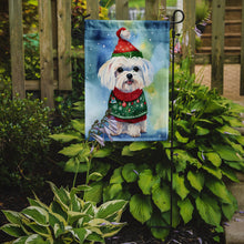 Load image into Gallery viewer, Maltese Christmas Garden Flag – Cozy Dog Holiday Decor with Tree &amp; Presents
