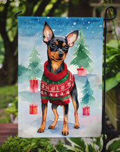 Load image into Gallery viewer, Miniature Pinscher Christmas Garden Flag – Cozy Dog Holiday Decor with Tree &amp; Presents
