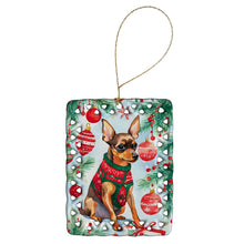 Load image into Gallery viewer, Miniature Pinscher Christmas Porcelain Ornament