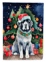 Load image into Gallery viewer, Newfoundland Christmas Garden Flag – Cozy Dog Holiday Decor with Tree &amp; Presents