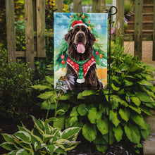 Load image into Gallery viewer, Newfoundland Christmas Garden Flag – Cozy Dog Holiday Decor with Tree &amp; Presents