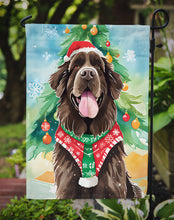 Load image into Gallery viewer, Newfoundland Christmas Garden Flag – Cozy Dog Holiday Decor with Tree &amp; Presents