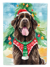 Load image into Gallery viewer, Newfoundland Christmas Garden Flag – Cozy Dog Holiday Decor with Tree &amp; Presents