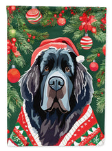 Load image into Gallery viewer, Newfoundland Christmas Garden Flag – Cozy Dog Holiday Decor with Tree &amp; Presents