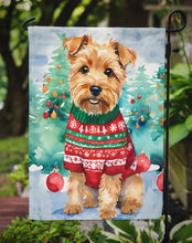 Load image into Gallery viewer, Norfolk Terrier Christmas Garden Flag – Cozy Dog Holiday Decor with Tree &amp; Presents