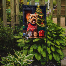 Load image into Gallery viewer, Norfolk Terrier Christmas Garden Flag – Cozy Dog Holiday Decor with Tree &amp; Presents