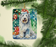 Load image into Gallery viewer, Old English Sheepdog Christmas Porcelain Ornament