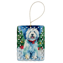 Load image into Gallery viewer, Old English Sheepdog Christmas Porcelain Ornament
