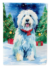 Load image into Gallery viewer, Old English Sheepdog Christmas Garden Flag – Cozy Dog Holiday Decor with Tree &amp; Presents