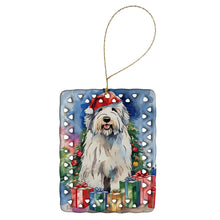 Load image into Gallery viewer, Old English Sheepdog Christmas Porcelain Ornament