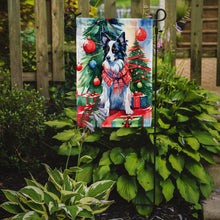 Load image into Gallery viewer, Papillon Christmas Garden Flag – Cozy Dog Holiday Decor with Tree &amp; Presents