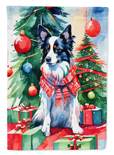 Load image into Gallery viewer, Papillon Christmas Garden Flag – Cozy Dog Holiday Decor with Tree &amp; Presents