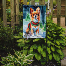 Load image into Gallery viewer, Papillon Christmas Garden Flag – Cozy Dog Holiday Decor with Tree &amp; Presents