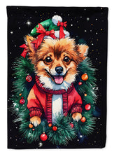 Load image into Gallery viewer, Pomeranian Christmas Garden Flag – Cozy Dog Holiday Decor with Tree &amp; Presents