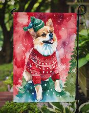 Load image into Gallery viewer, Pomeranian Christmas Garden Flag – Cozy Dog Holiday Decor with Tree &amp; Presents
