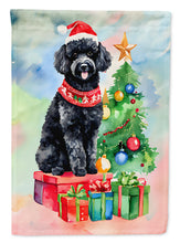 Load image into Gallery viewer, Poodle Christmas Garden Flag – Cozy Dog Holiday Decor with Tree &amp; Presents