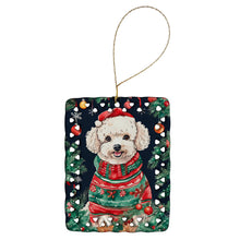 Load image into Gallery viewer, Poodle Christmas Porcelain Ornament