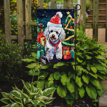 Load image into Gallery viewer, Poodle Christmas Garden Flag – Cozy Dog Holiday Decor with Tree &amp; Presents