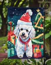 Load image into Gallery viewer, Poodle Christmas Garden Flag – Cozy Dog Holiday Decor with Tree &amp; Presents