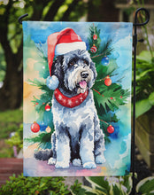 Load image into Gallery viewer, Portuguese Water Dog Christmas Garden Flag – Cozy Dog Holiday Decor with Tree &amp; Presents