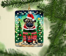Load image into Gallery viewer, Pug Christmas Porcelain Ornament