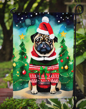 Load image into Gallery viewer, Pug Christmas Garden Flag – Cozy Dog Holiday Decor with Tree &amp; Presents