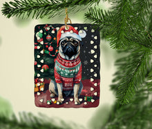 Load image into Gallery viewer, Pug Christmas Porcelain Ornament