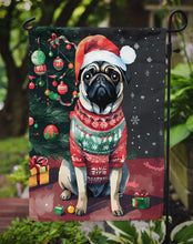 Load image into Gallery viewer, Pug Christmas Garden Flag – Cozy Dog Holiday Decor with Tree &amp; Presents